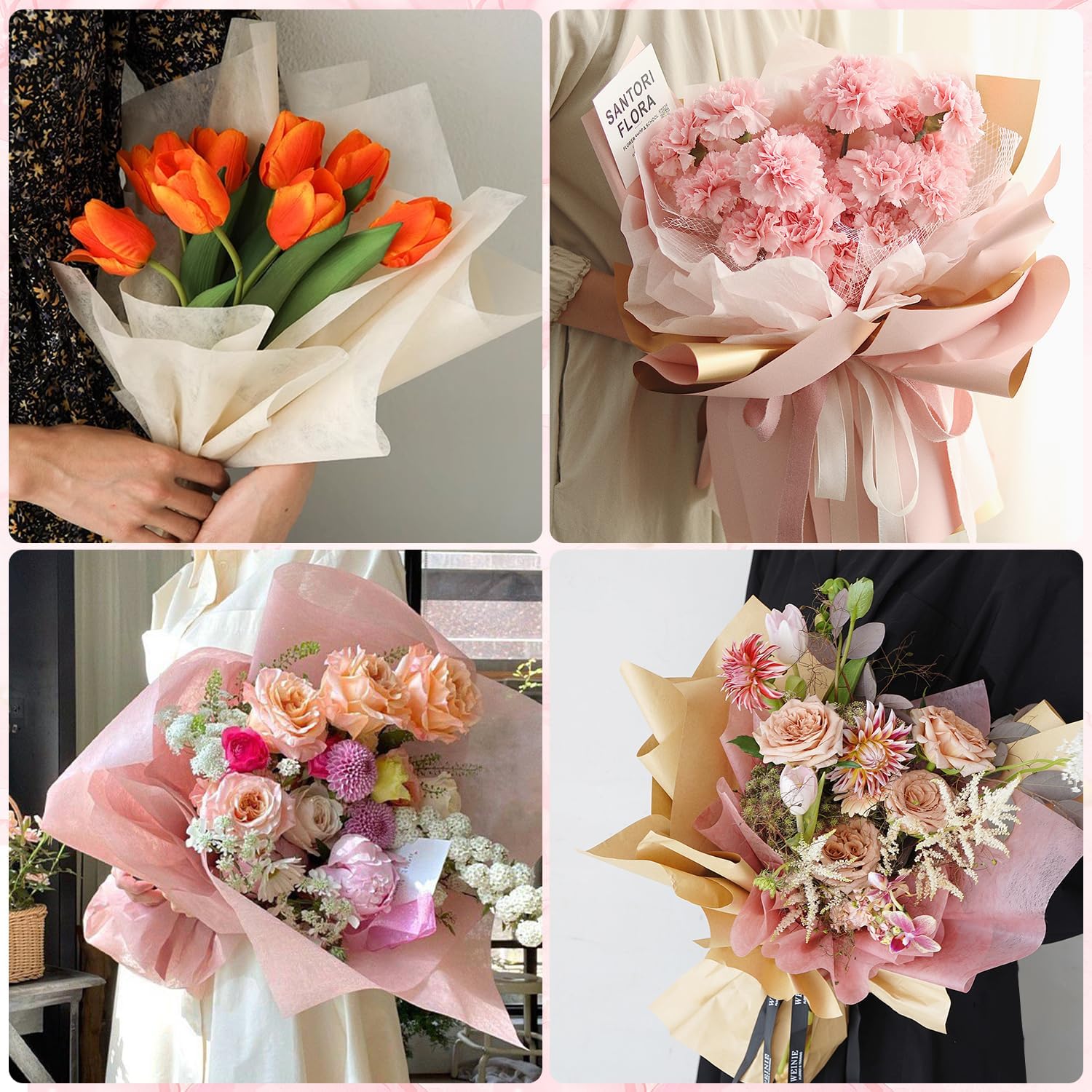 VinTS 48 Sheets 23.6x23.6in Cotton Wrapping Flower Lining Paper for Bouquet | Korean Style Of Waterproof Floral Bouquet Lining Paper,Floral Wrapping Paper for Valentines Bouquets,6 Colors - Image 8