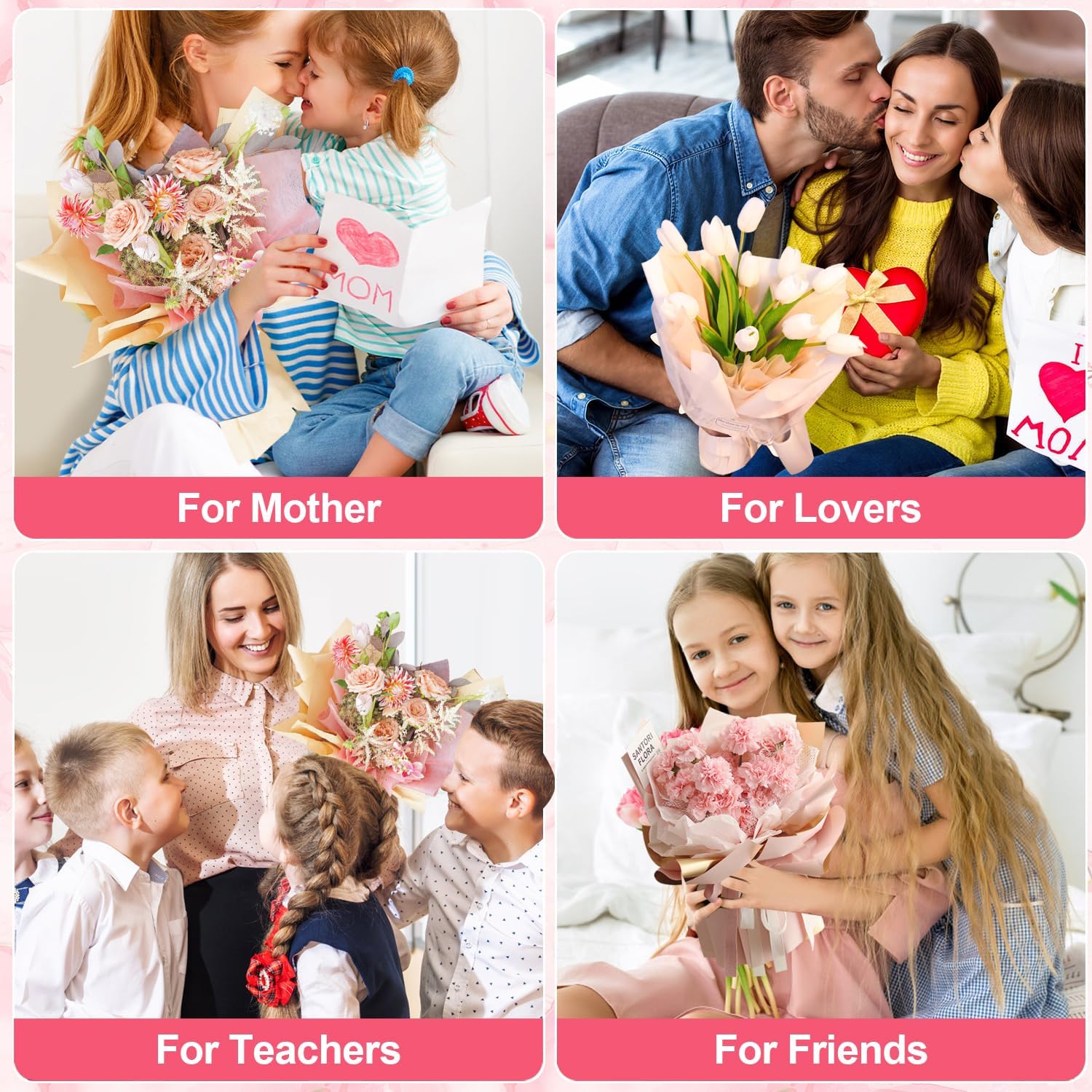 VinTS 48 Sheets 23.6x23.6in Cotton Wrapping Flower Lining Paper for Bouquet | Korean Style Of Waterproof Floral Bouquet Lining Paper,Floral Wrapping Paper for Valentines Bouquets,6 Colors - Image 9